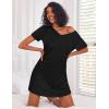 image:imageEkouaer Cotton Nightgowns for Women 3 Pack Sleepshirts Short Sleeve Night Shirt Tshirt Night Gown Print Sleepwear DressPurple FloralBlackBlue Moon