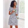 image:imageEkouaer Cotton Nightgowns for Women 3 Pack Sleepshirts Short Sleeve Night Shirt Tshirt Night Gown Print Sleepwear DressPurple StarGrey CoffeBlue Butterfly