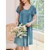 image:imageEkouaer House Dress for Women with Pockets Short Sleeve Moo Moos Plus Size Nightgowns Floral Print Mumu DressesFloral Blue Green