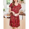 image:imageEkouaer House Dress for Women with Pockets Short Sleeve Moo Moos Plus Size Nightgowns Floral Print Mumu DressesFloral Dark Red