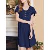 image:imageEkouaer House Dress for Women with Pockets Short Sleeve Moo Moos Plus Size Nightgowns Floral Print Mumu DressesNavy Blue