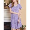 image:imageEkouaer House Dress for Women with Pockets Short Sleeve Moo Moos Plus Size Nightgowns Floral Print Mumu DressesSmall Florals Purple