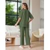 image:imageEkouaer Lounge Sets for Women Short Sleeve Tops and Long Pants Soft Comfy Pajamas Set 2 Piece OutfitsArmy Green