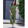 image:imageEkouaer Lounge Sets for Women Short Sleeve Tops and Long Pants Soft Comfy Pajamas Set 2 Piece OutfitsArmy Green