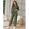 image:imageEkouaer Lounge Sets for Women Short Sleeve Tops and Long Pants Soft Comfy Pajamas Set 2 Piece OutfitsArmy Green