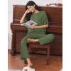 image:imageEkouaer Lounge Sets for Women Short Sleeve Tops and Long Pants Soft Comfy Pajamas Set 2 Piece OutfitsArmy Green