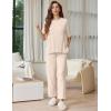 image:imageEkouaer Lounge Sets for Women Short Sleeve Tops and Long Pants Soft Comfy Pajamas Set 2 Piece OutfitsBeige