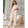 image:imageEkouaer Lounge Sets for Women Short Sleeve Tops and Long Pants Soft Comfy Pajamas Set 2 Piece OutfitsBeige