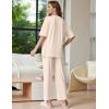 image:imageEkouaer Lounge Sets for Women Short Sleeve Tops and Long Pants Soft Comfy Pajamas Set 2 Piece OutfitsBeige