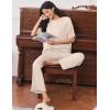 image:imageEkouaer Lounge Sets for Women Short Sleeve Tops and Long Pants Soft Comfy Pajamas Set 2 Piece OutfitsBeige