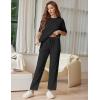 image:imageEkouaer Lounge Sets for Women Short Sleeve Tops and Long Pants Soft Comfy Pajamas Set 2 Piece OutfitsBlack