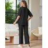 image:imageEkouaer Lounge Sets for Women Short Sleeve Tops and Long Pants Soft Comfy Pajamas Set 2 Piece OutfitsBlack