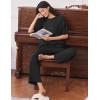 image:imageEkouaer Lounge Sets for Women Short Sleeve Tops and Long Pants Soft Comfy Pajamas Set 2 Piece OutfitsBlack