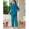 image:imageEkouaer Lounge Sets for Women Short Sleeve Tops and Long Pants Soft Comfy Pajamas Set 2 Piece OutfitsBlue Green