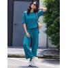 image:imageEkouaer Lounge Sets for Women Short Sleeve Tops and Long Pants Soft Comfy Pajamas Set 2 Piece OutfitsBlue Green