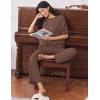 image:imageEkouaer Lounge Sets for Women Short Sleeve Tops and Long Pants Soft Comfy Pajamas Set 2 Piece OutfitsBrown