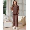 image:imageEkouaer Lounge Sets for Women Short Sleeve Tops and Long Pants Soft Comfy Pajamas Set 2 Piece OutfitsBrown