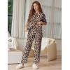 image:imageEkouaer Lounge Sets for Women Short Sleeve Tops and Long Pants Soft Comfy Pajamas Set 2 Piece OutfitsBrown Leopard