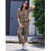 image:imageEkouaer Lounge Sets for Women Short Sleeve Tops and Long Pants Soft Comfy Pajamas Set 2 Piece OutfitsBrown Leopard