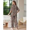 image:imageEkouaer Lounge Sets for Women Short Sleeve Tops and Long Pants Soft Comfy Pajamas Set 2 Piece OutfitsBrown Leopard