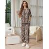 image:imageEkouaer Lounge Sets for Women Short Sleeve Tops and Long Pants Soft Comfy Pajamas Set 2 Piece OutfitsBrown Leopard