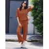 image:imageEkouaer Lounge Sets for Women Short Sleeve Tops and Long Pants Soft Comfy Pajamas Set 2 Piece OutfitsCamel