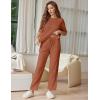 image:imageEkouaer Lounge Sets for Women Short Sleeve Tops and Long Pants Soft Comfy Pajamas Set 2 Piece OutfitsCamel