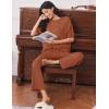 image:imageEkouaer Lounge Sets for Women Short Sleeve Tops and Long Pants Soft Comfy Pajamas Set 2 Piece OutfitsCamel
