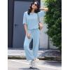 image:imageEkouaer Lounge Sets for Women Short Sleeve Tops and Long Pants Soft Comfy Pajamas Set 2 Piece OutfitsClear Blue