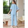 image:imageEkouaer Lounge Sets for Women Short Sleeve Tops and Long Pants Soft Comfy Pajamas Set 2 Piece OutfitsClear Blue