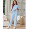 image:imageEkouaer Lounge Sets for Women Short Sleeve Tops and Long Pants Soft Comfy Pajamas Set 2 Piece OutfitsClear Blue