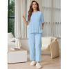 image:imageEkouaer Lounge Sets for Women Short Sleeve Tops and Long Pants Soft Comfy Pajamas Set 2 Piece OutfitsClear Blue