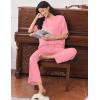 image:imageEkouaer Lounge Sets for Women Short Sleeve Tops and Long Pants Soft Comfy Pajamas Set 2 Piece OutfitsCoral Pink