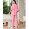 image:imageEkouaer Lounge Sets for Women Short Sleeve Tops and Long Pants Soft Comfy Pajamas Set 2 Piece OutfitsCoral Pink
