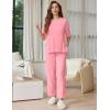 image:imageEkouaer Lounge Sets for Women Short Sleeve Tops and Long Pants Soft Comfy Pajamas Set 2 Piece OutfitsCoral Pink