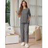 image:imageEkouaer Lounge Sets for Women Short Sleeve Tops and Long Pants Soft Comfy Pajamas Set 2 Piece OutfitsDark Gray