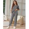 image:imageEkouaer Lounge Sets for Women Short Sleeve Tops and Long Pants Soft Comfy Pajamas Set 2 Piece OutfitsDark Gray