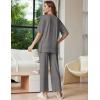 image:imageEkouaer Lounge Sets for Women Short Sleeve Tops and Long Pants Soft Comfy Pajamas Set 2 Piece OutfitsDark Gray