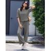 image:imageEkouaer Lounge Sets for Women Short Sleeve Tops and Long Pants Soft Comfy Pajamas Set 2 Piece OutfitsDark Gray