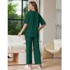 image:imageEkouaer Lounge Sets for Women Short Sleeve Tops and Long Pants Soft Comfy Pajamas Set 2 Piece OutfitsDark Green