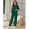 image:imageEkouaer Lounge Sets for Women Short Sleeve Tops and Long Pants Soft Comfy Pajamas Set 2 Piece OutfitsDark Green