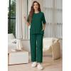 image:imageEkouaer Lounge Sets for Women Short Sleeve Tops and Long Pants Soft Comfy Pajamas Set 2 Piece OutfitsDark Green