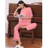 image:imageEkouaer Lounge Sets for Women Short Sleeve Tops and Long Pants Soft Comfy Pajamas Set 2 Piece OutfitsDeep Pink