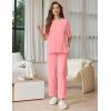 image:imageEkouaer Lounge Sets for Women Short Sleeve Tops and Long Pants Soft Comfy Pajamas Set 2 Piece OutfitsDeep Pink
