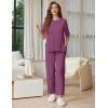 image:imageEkouaer Lounge Sets for Women Short Sleeve Tops and Long Pants Soft Comfy Pajamas Set 2 Piece OutfitsFuchsia