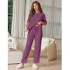 image:imageEkouaer Lounge Sets for Women Short Sleeve Tops and Long Pants Soft Comfy Pajamas Set 2 Piece OutfitsFuchsia