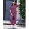 image:imageEkouaer Lounge Sets for Women Short Sleeve Tops and Long Pants Soft Comfy Pajamas Set 2 Piece OutfitsFuchsia