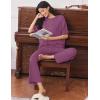 image:imageEkouaer Lounge Sets for Women Short Sleeve Tops and Long Pants Soft Comfy Pajamas Set 2 Piece OutfitsFuchsia