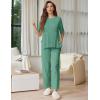 image:imageEkouaer Lounge Sets for Women Short Sleeve Tops and Long Pants Soft Comfy Pajamas Set 2 Piece OutfitsGray Green