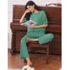 image:imageEkouaer Lounge Sets for Women Short Sleeve Tops and Long Pants Soft Comfy Pajamas Set 2 Piece OutfitsGray Green